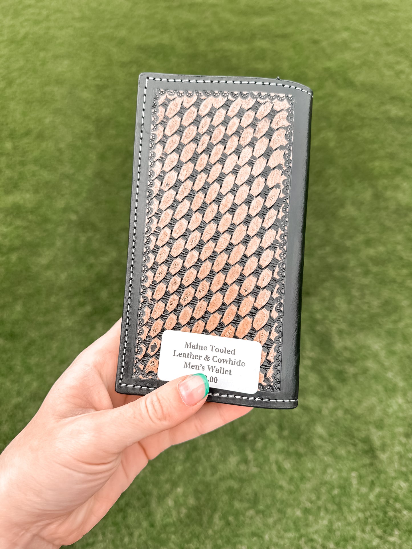 Maine Tooled Leather & Cowhide Men’s Wallet 