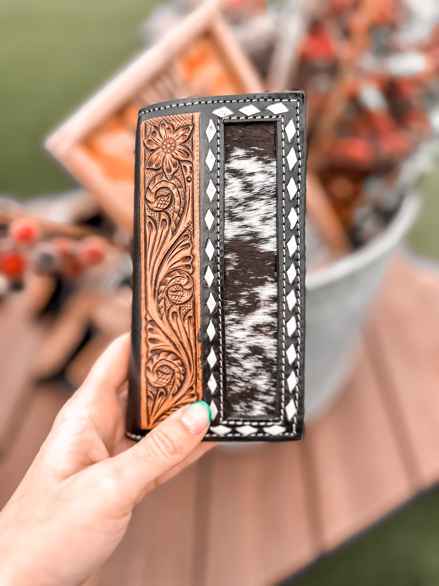 Kentucky Tooled Leather & Cowhide Men’s Wallet