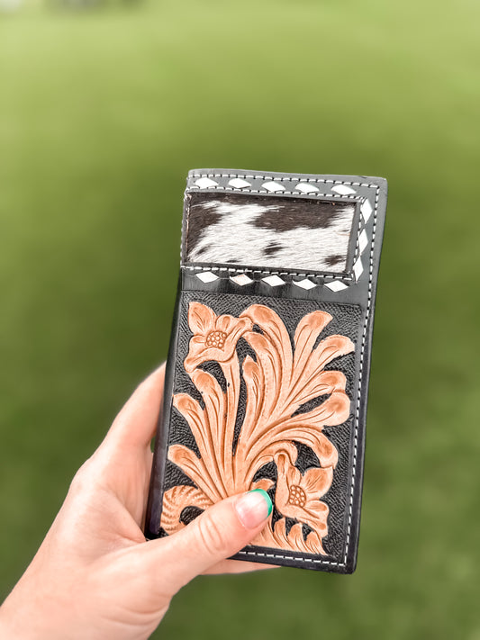 Utah Tooled Leather & Cowhide Men’s Wallet