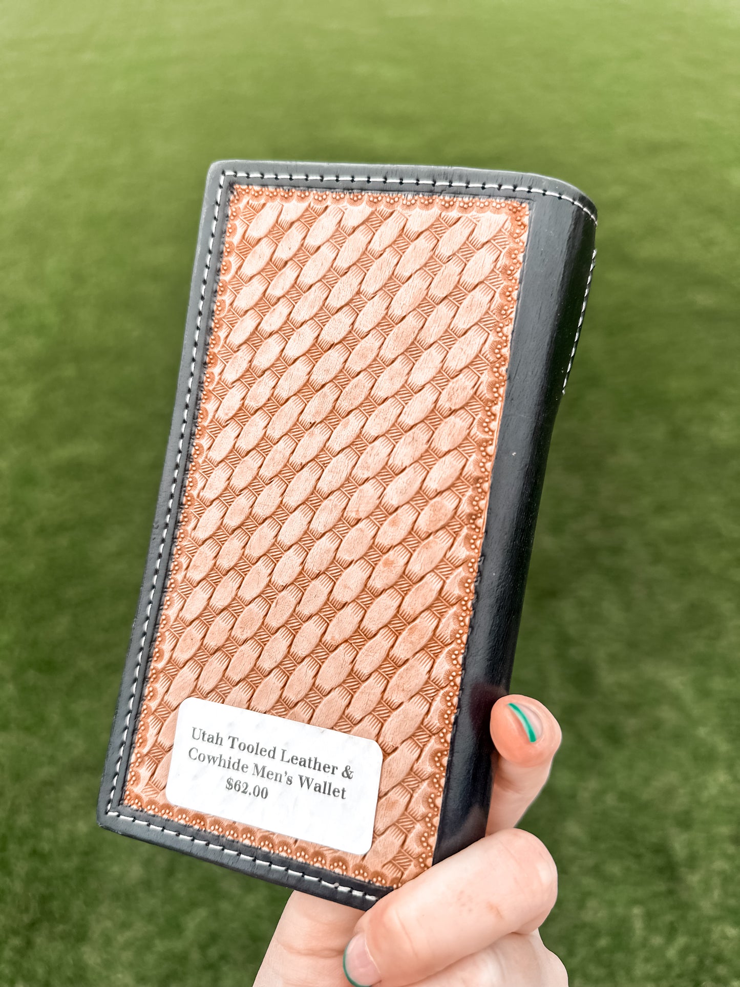 Utah Tooled Leather & Cowhide Men’s Wallet