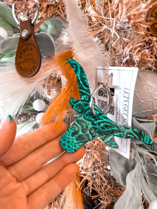 Western Highland Tooled Leather Keychain