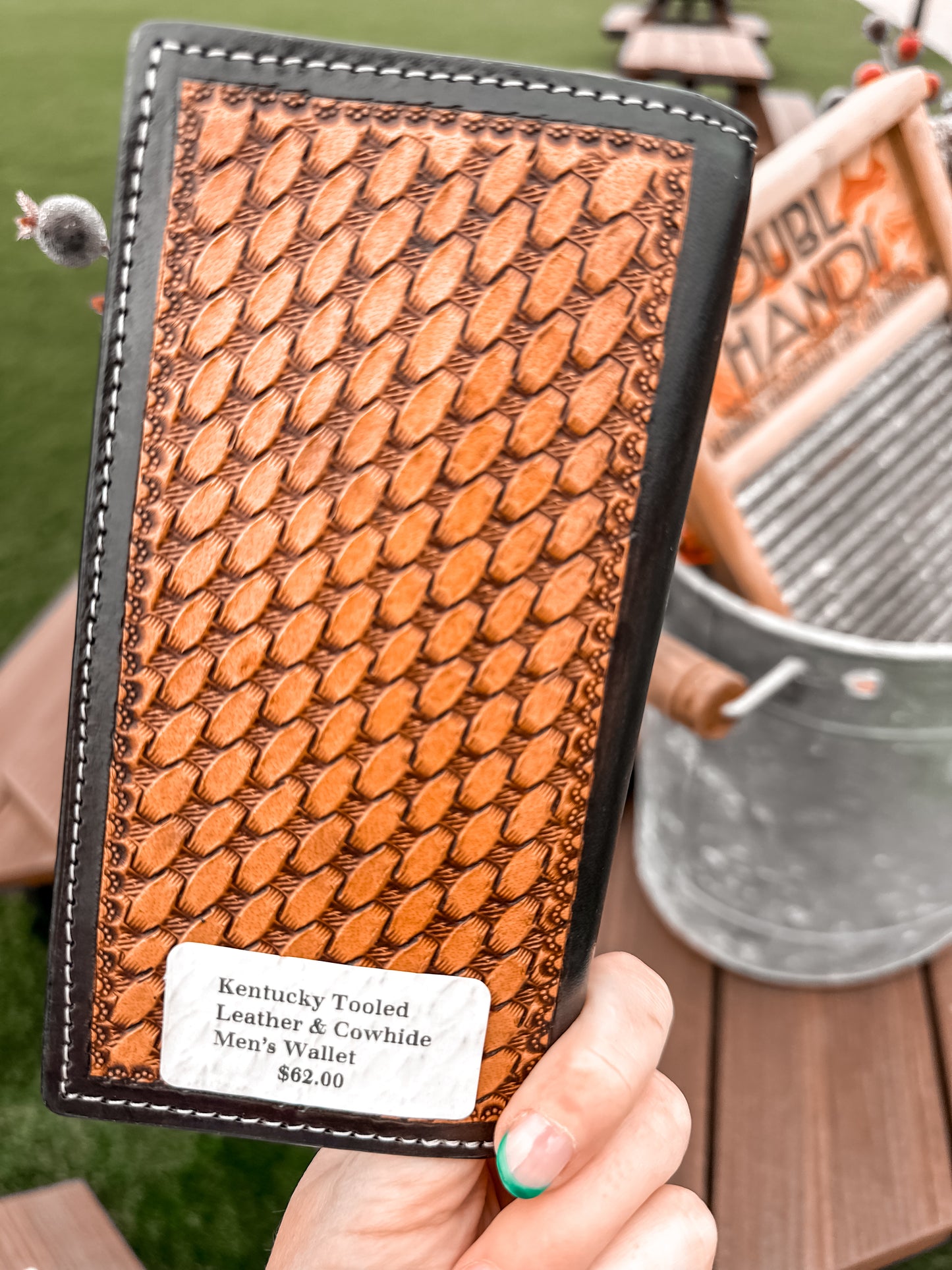 Kentucky Tooled Leather & Cowhide Men’s Wallet