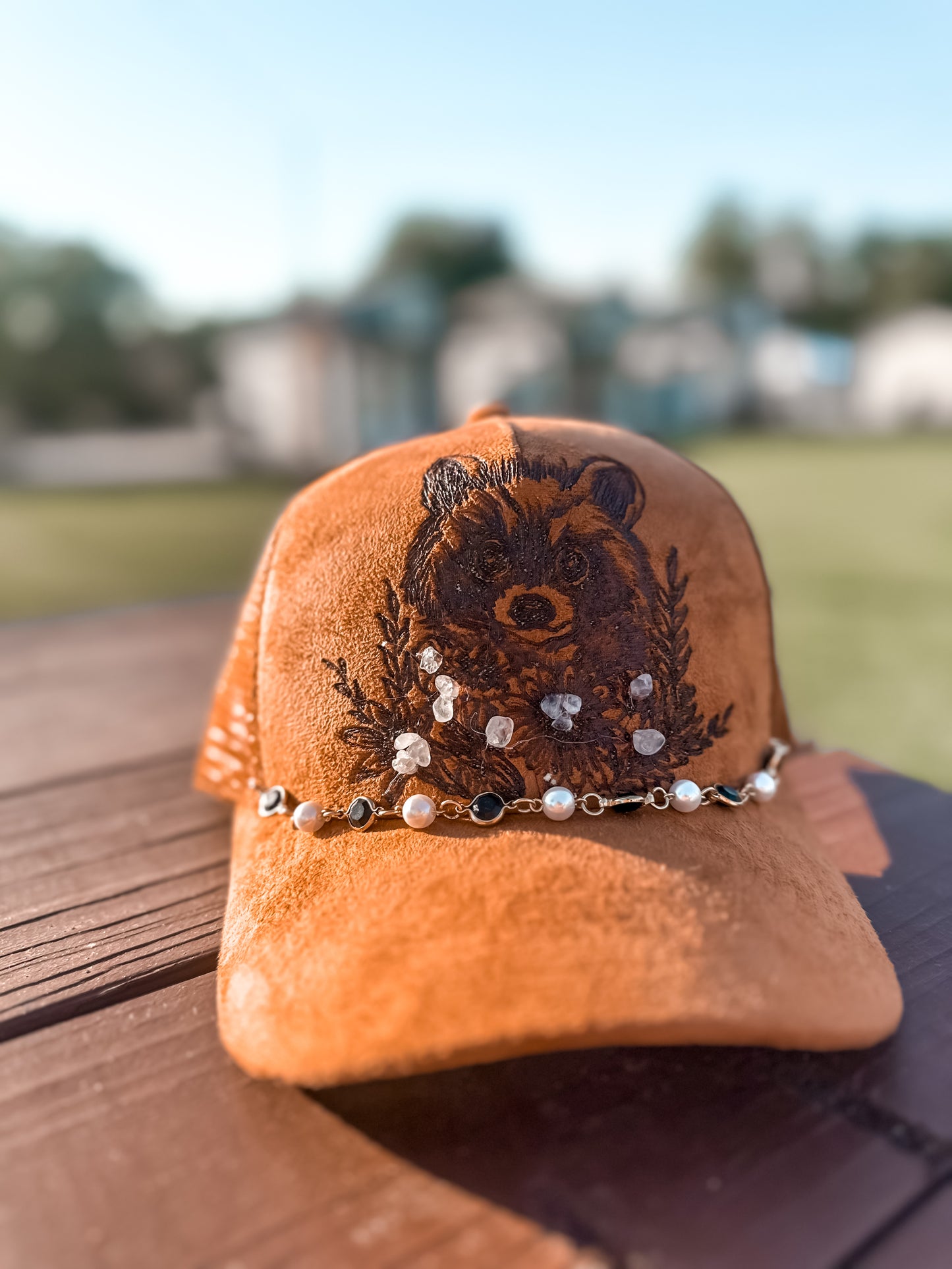 Raccoon Caramel Colored Clear Quartz SnapBack Baseball Hat