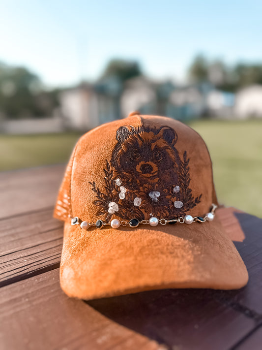 Raccoon Caramel Colored Clear Quartz SnapBack Baseball Hat