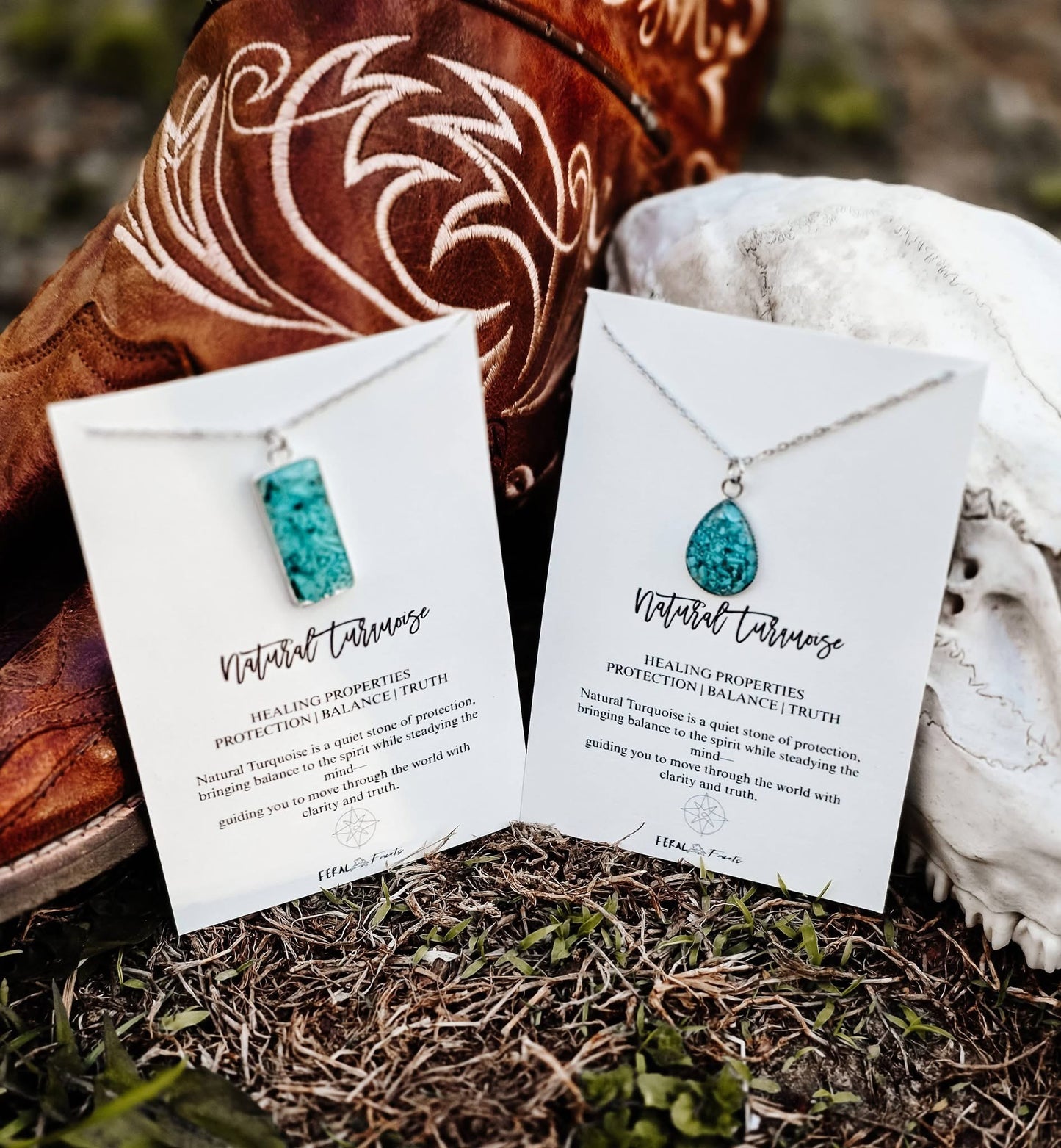 Natural Turquoise Stainless Steel Necklace by Feral Facets