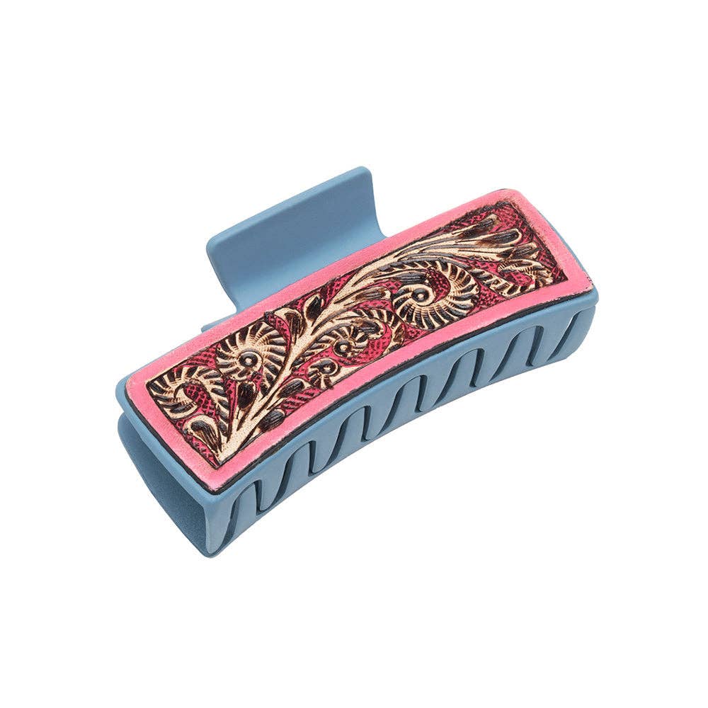 Crimson Sands Hair Comb Clip: Hand-Tooled