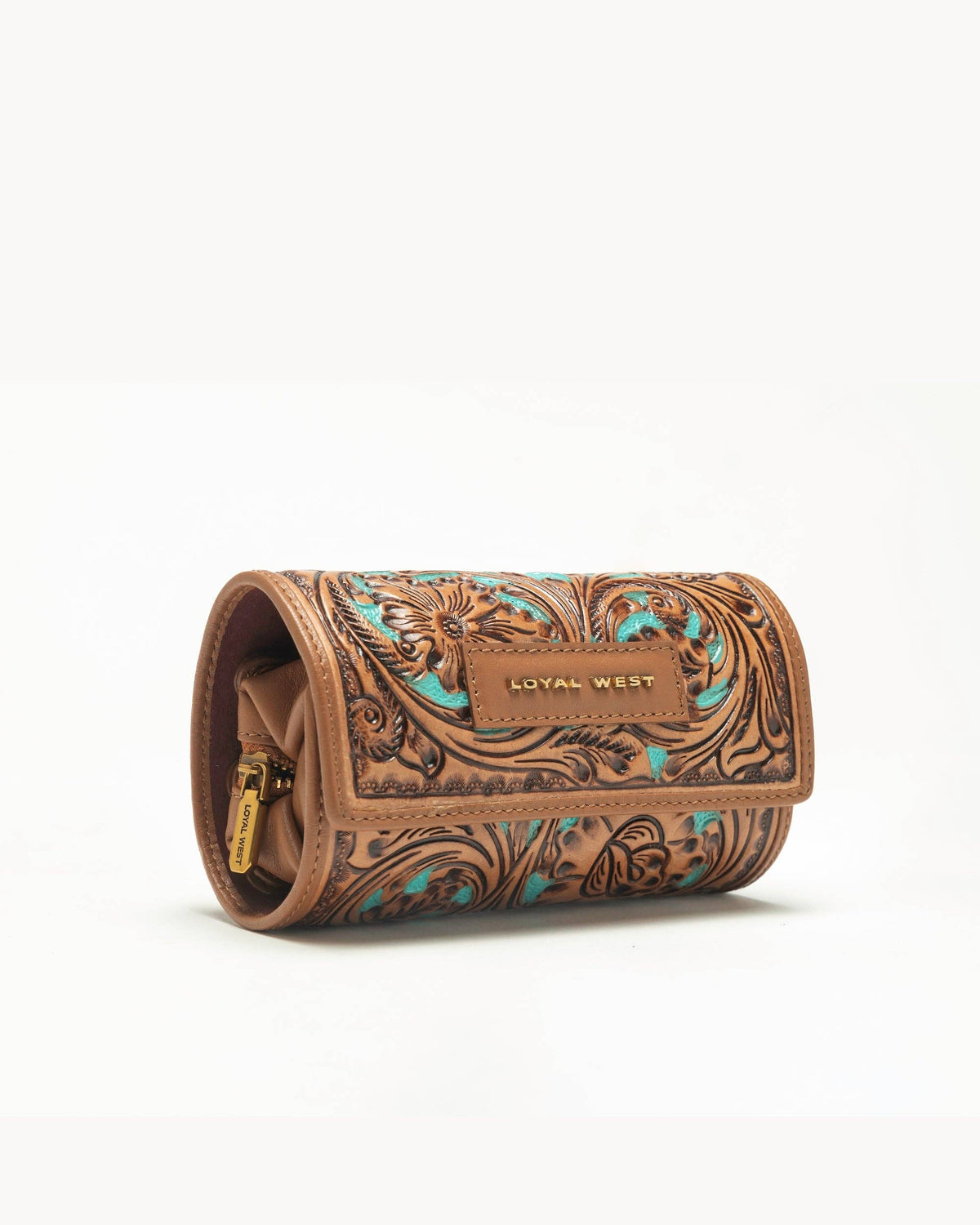 Canyon Jewellery Case Handtooled Leather - Whiskey & Water: Single