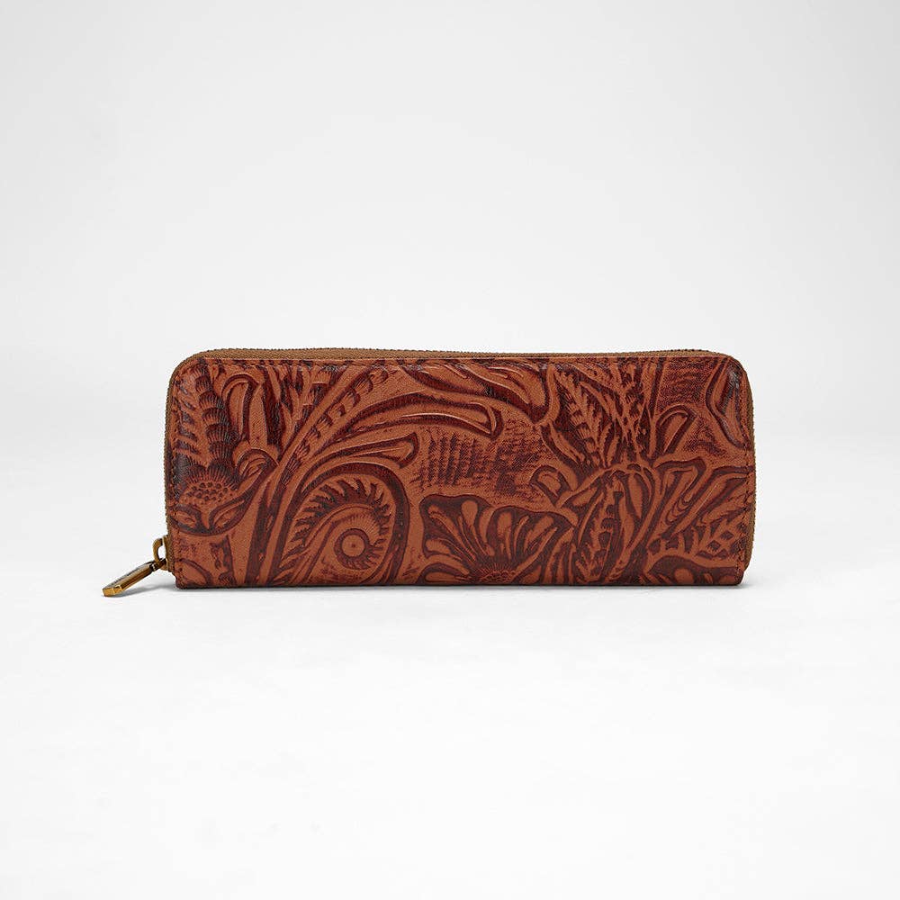 Loyal West Ranch Road Jewelerycase In Hand Finished Embossed Leather - Brown: Single