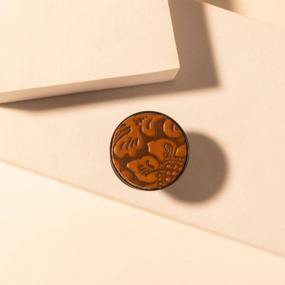 Magnolia Trail Phone Socket for Women in brown with handtooled detail for everyday use: Brown