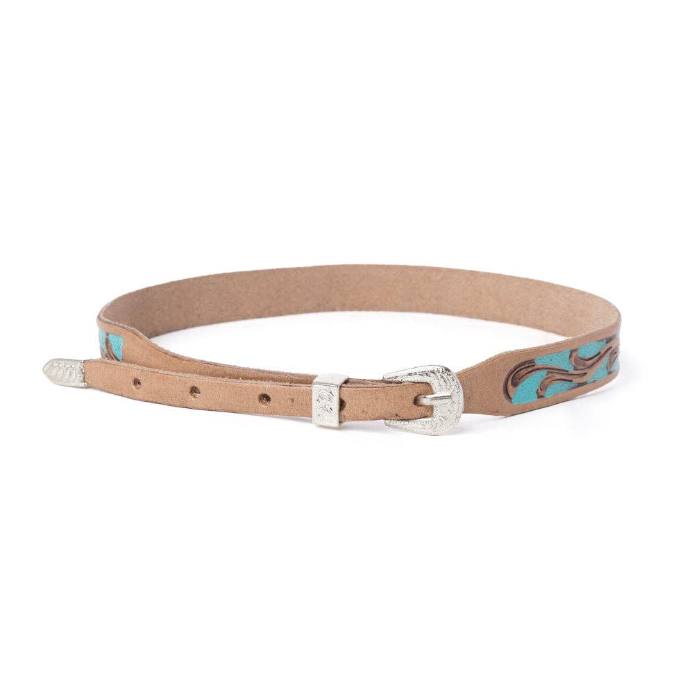 Blue Mesa Western Leather Hat Belt: Blue