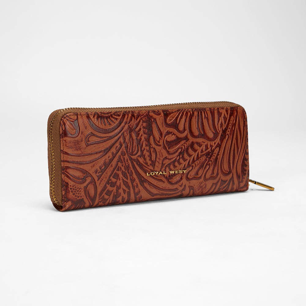 Loyal West Ranch Road Jewelerycase In Hand Finished Embossed Leather - Brown: Single